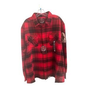 NWT Angry Minnow Shirt Men's 2XL Red Plaid Flannel Hamms Beer Bear Hockey